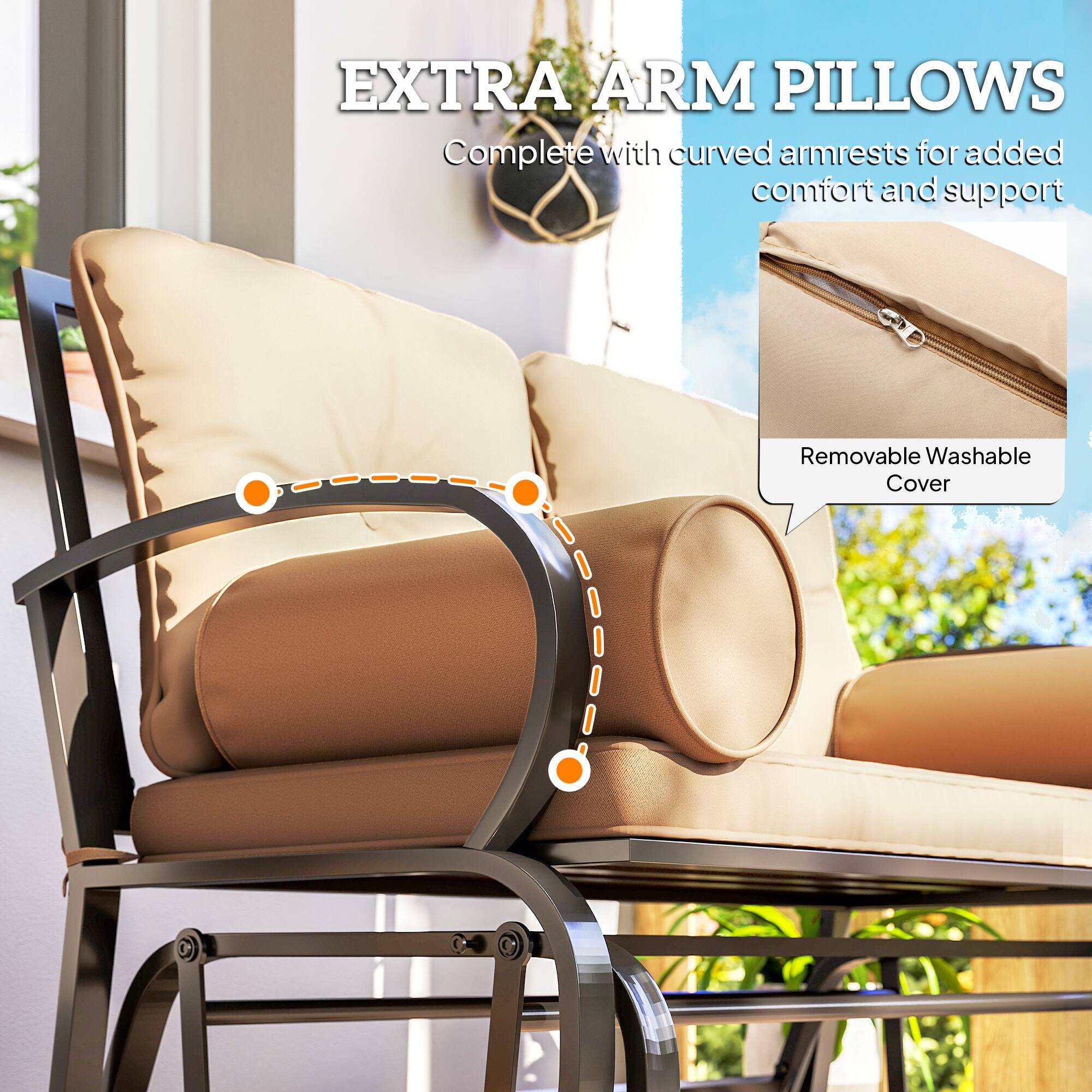 EXTRA ARM PILLOWS  
Complete with curved armrests for added comfort and support  
Removable Washable Cover