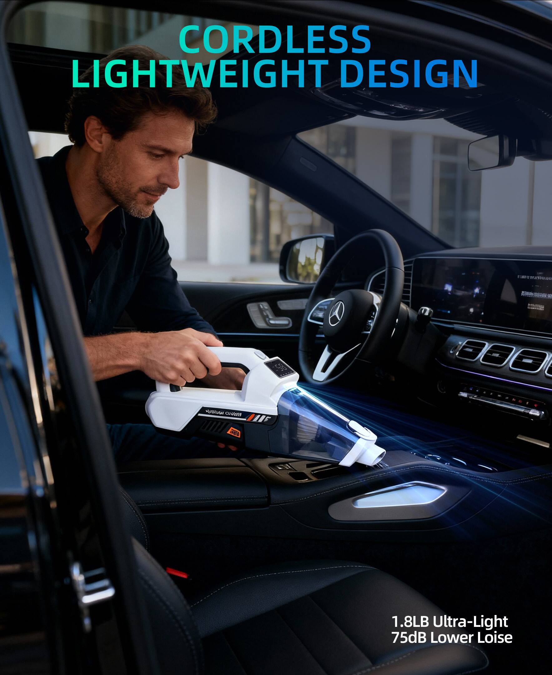 CORDLESS LIGHTWEIGHT DESIGN

1.8LB Ultra-Light
75dB Lower Loise