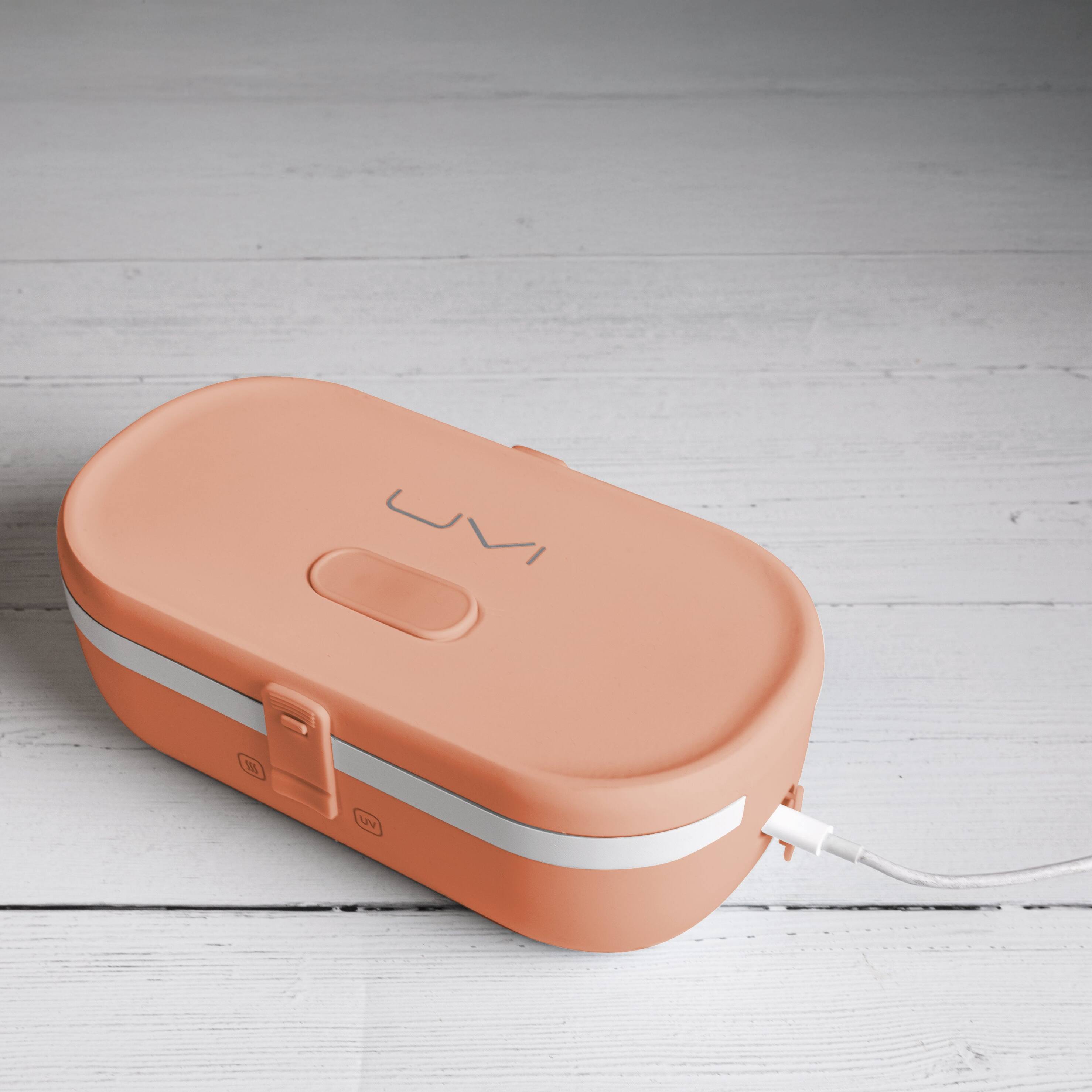 Alt View 6. UVI - UVI Plus Lunchbox – Portable Self-Heating Lunch Box with UV Sanitizer & USB-C Charging - Salmon.