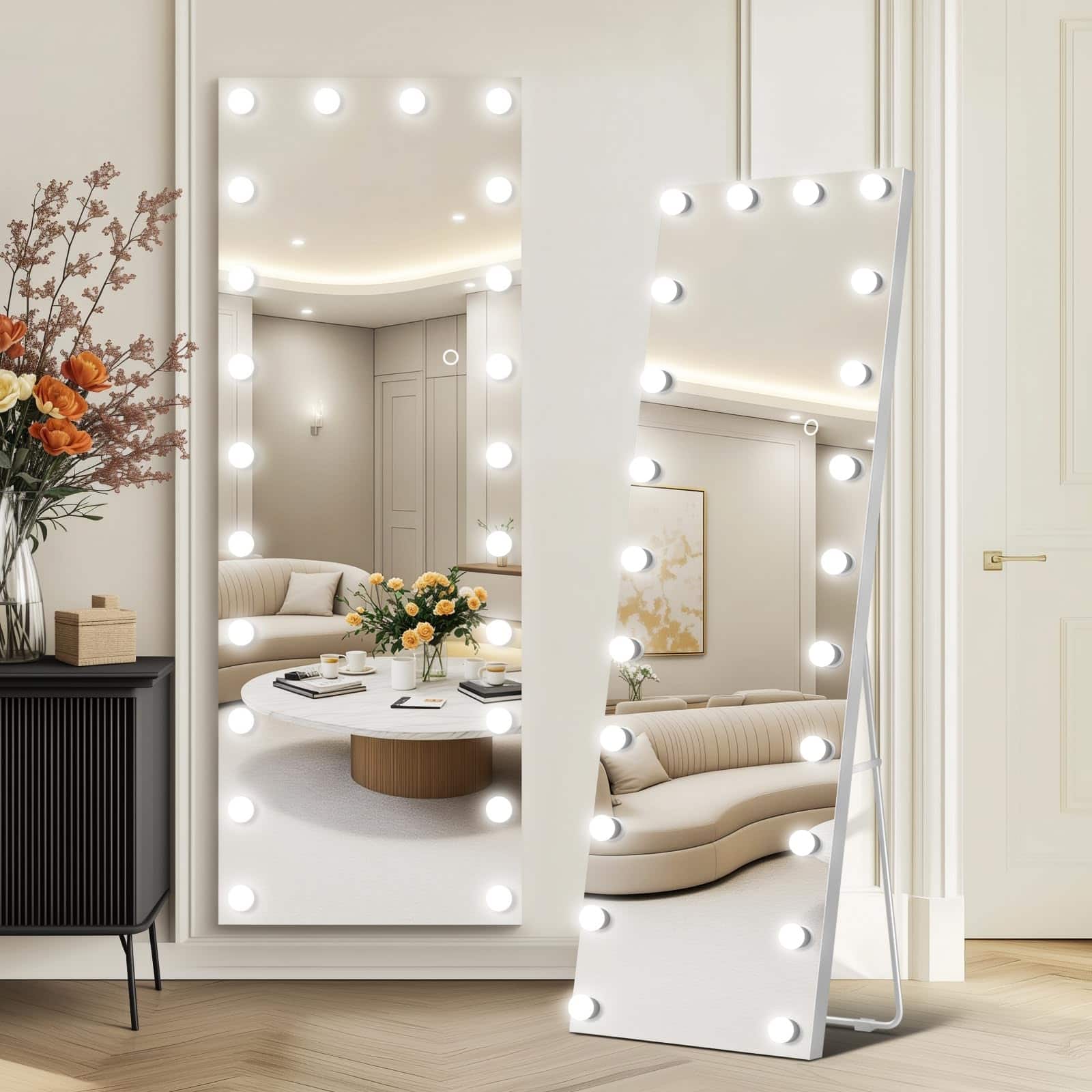 Cedar Assembly - Full Length Door Mirror - Over The Hanging No Drill Installation For Bedroom Closet Sturdy 💄[ULTIMATE - Hollywood-65"L x 21.7"W