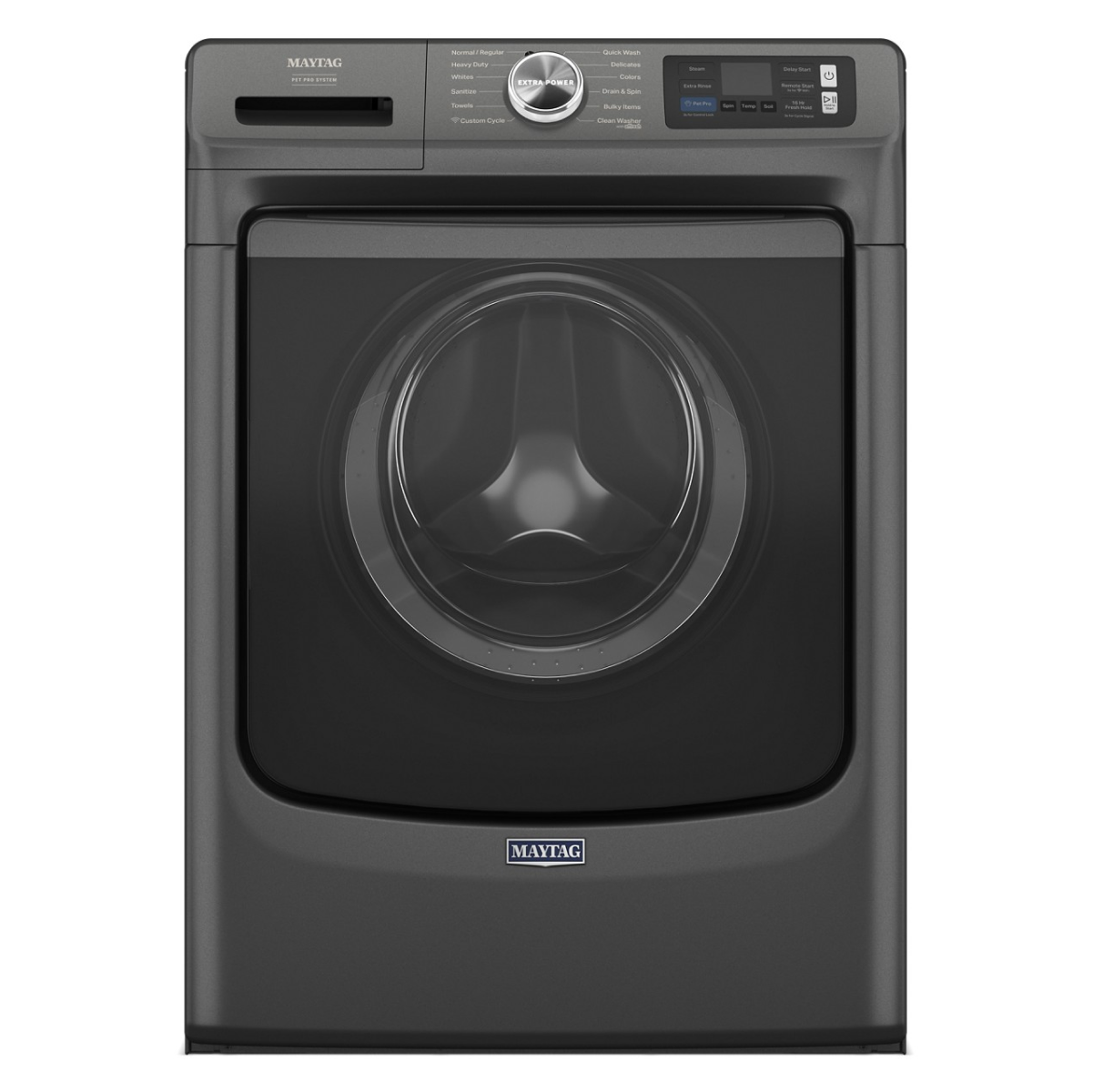 Maytag - 5.0 Cu. Ft. High-Efficiency Smart Front Load Washer with Steam and Pet Pro System - Volcano Black - Front_Zoom