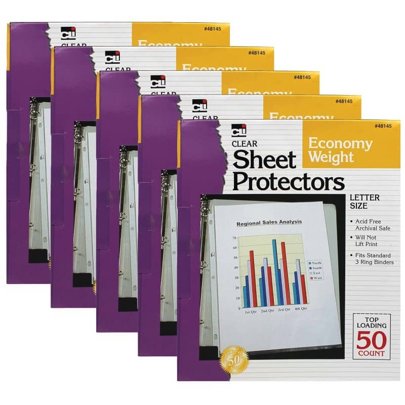 Charles Leonard - Sheet Protectors  Economy Weight  Letter Size  Clear  50 Per Box  5 Boxes price history on PriceWatchPro
