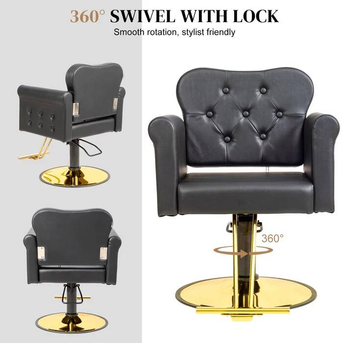 360° SWIVEL WITH LOCK  
Smooth rotation, stylist friendly