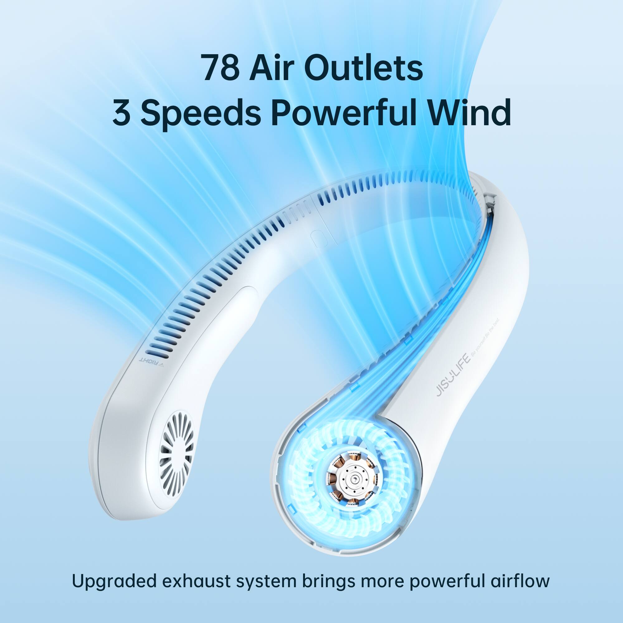 78 Air Outlets  
3 Speeds Powerful Wind  

Upgraded exhaust system brings more powerful airflow