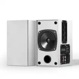 TECH SAFARI - X 2 Bookshelf Speakers 3 5 rca Input For Turntable Tv Pc Record Player With Woofer Wall Mounted - White 4.1