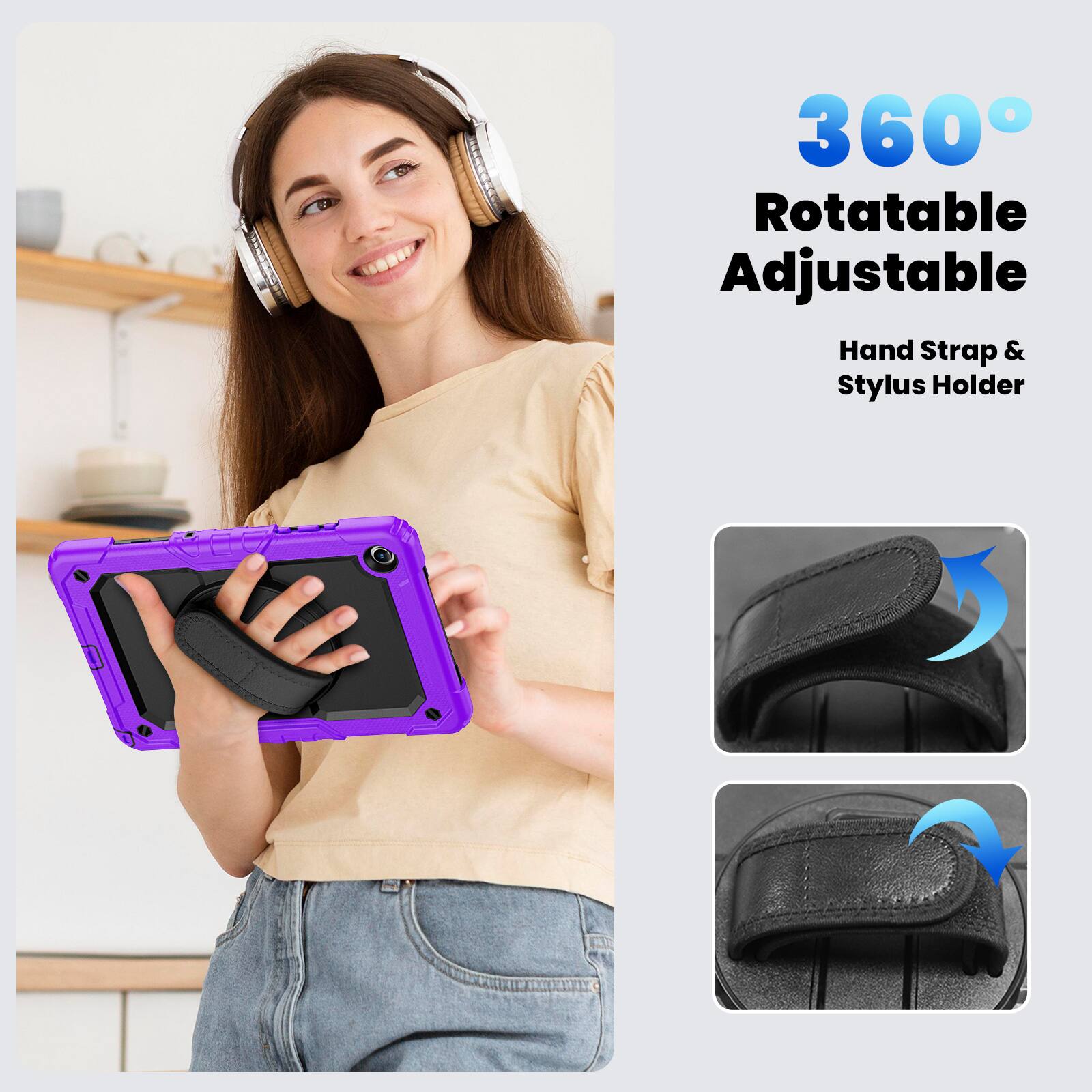 360° Rotatable Adjustable Hand Strap & Stylus Holder