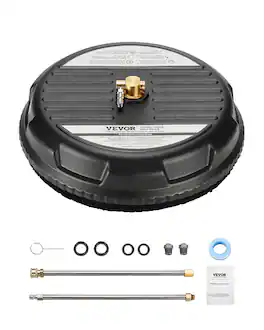 VEVOR - 15" Pressure Washer Surface Cleaner, Plastic Pressure Washer Attachments with 4 Wheels, 4000 Max PSI,1/4 Quick Connector - Black