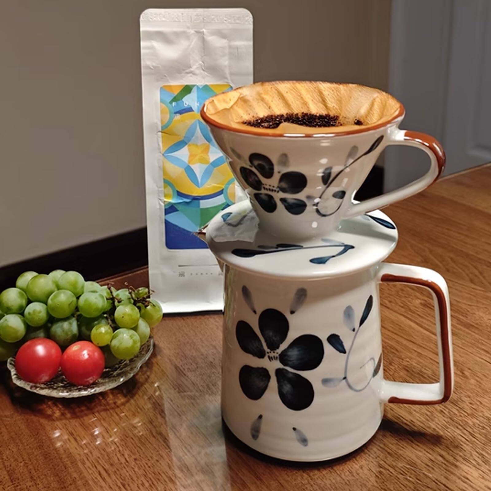 Alt View 2. Fabibe - Ceramic Pour Over Coffee Maker Set Dripper With Single Hole Pot & 100 Paper Filters For Home Travel Camping (1-4 Cup) - V02.