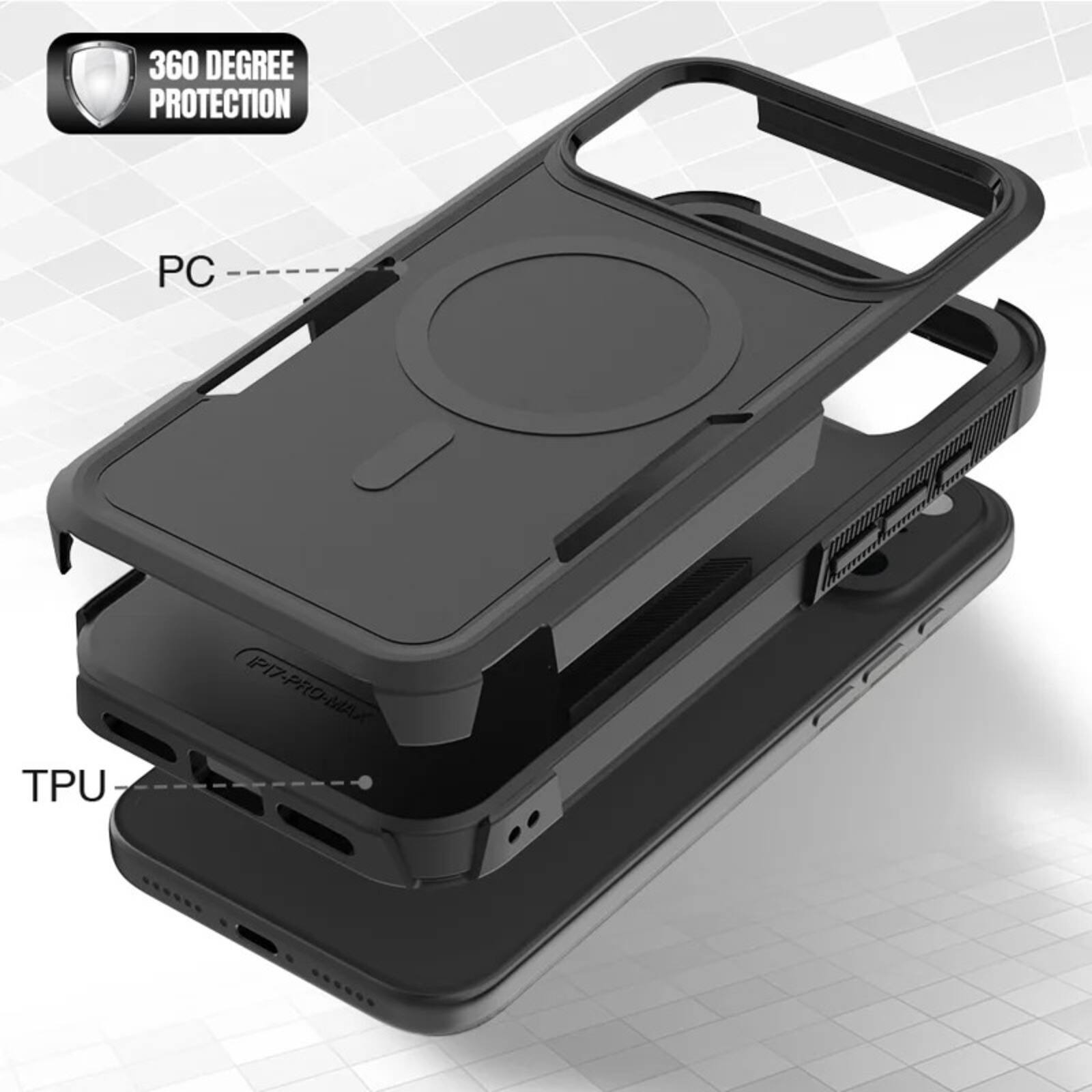 360 Degree Protection PC TPU IP17 IPI7-Pro-Max