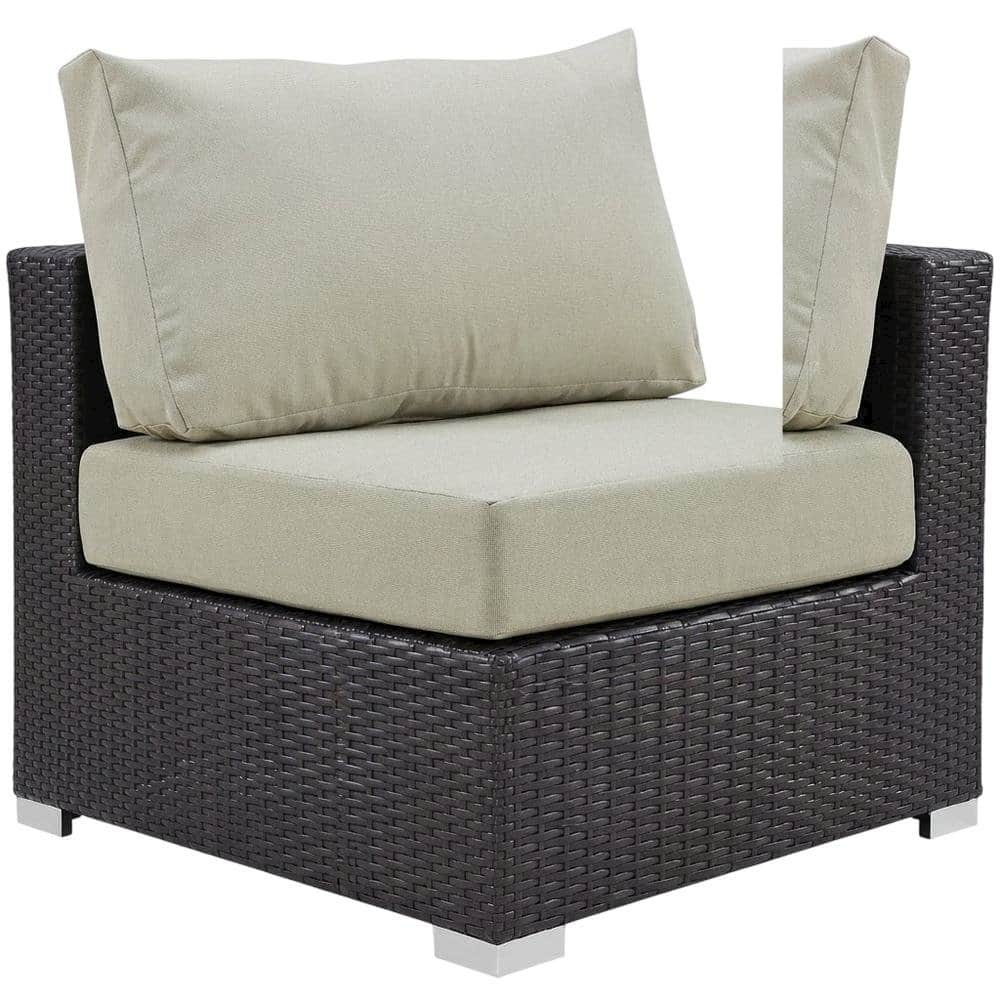 Outdoor Escape - Outdoor Patio Armless Lounge Chair With Back And Seat Cushions - Beige