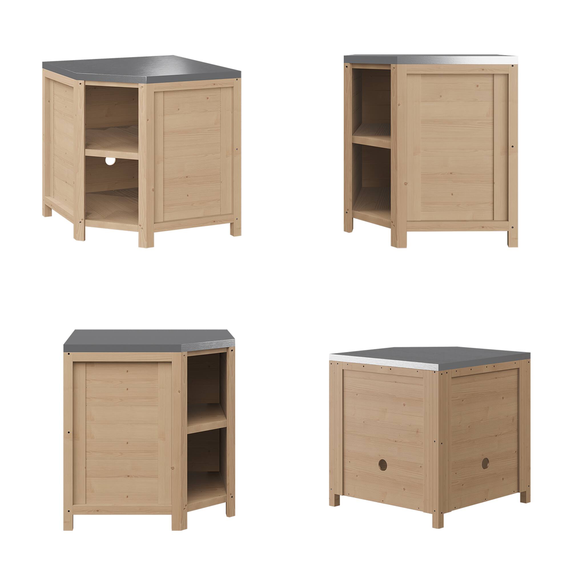 Alt View 9. Famapy - Modular Solid Cedar Outdoor Kitchen Cabinets - All-Weather Storage with Stainless Steel Top for Patio, Grill Station - Wooden.
