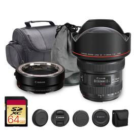 Canon - EF 11-24mm f/4L USM Lens EF-EOS R Adapter Landscape Photography Bundle - Black