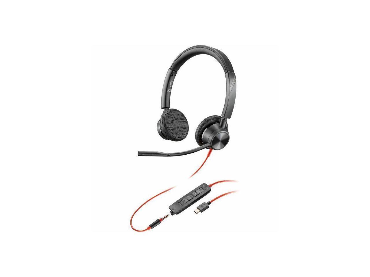 Alt View 1. HP - Poly Blackwire 3325 USB-C Headset - Stereo, 3.5mm, 7 ft, Noise Canceling - Black.