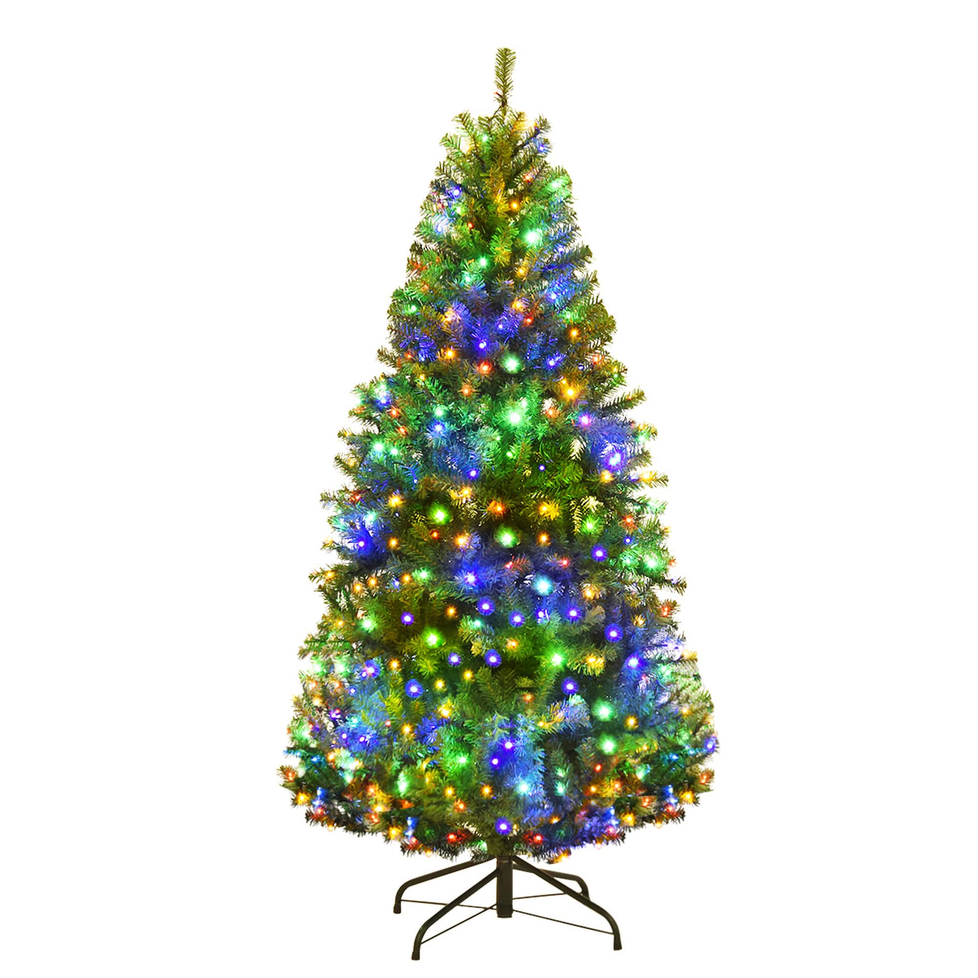 Front. Costway - 4Ft Pre-Lit Artificial Christmas Tree Hinged 100 LED Lights - Green.