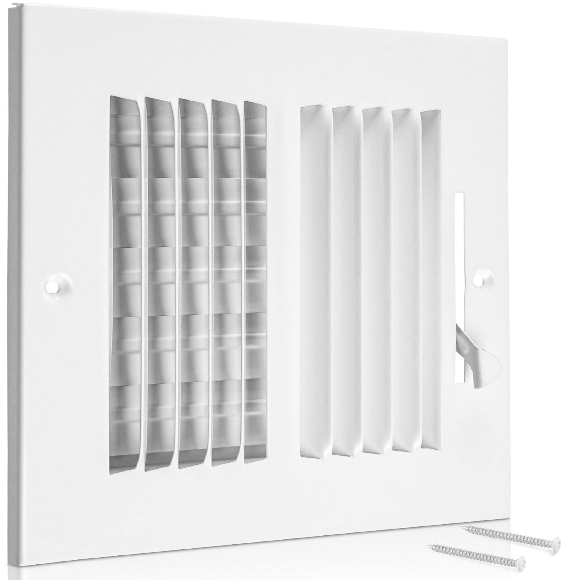 Alt View 2. Home Intuition - Ceiling Register - 8X6" Ceiling Register Vent Cover – 2-Way White Grille with Adjustable Damper for HVAC Heat and Cold.
