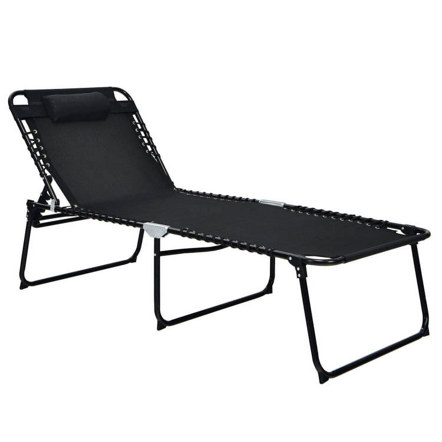 Kadyn - Outdoor Chaise Lounge Chair, 4 Position Folding Lounge Chaise with Adjustable Backrest and Footrest - Black