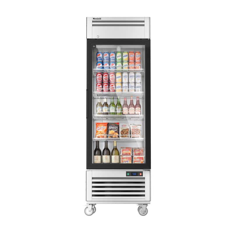 Coolski - 27 in. 21.8 cu. ft. Commercial Display Refrigerator Merchandiser Beverage Cooler 1 Glass Door - Stainless Steel