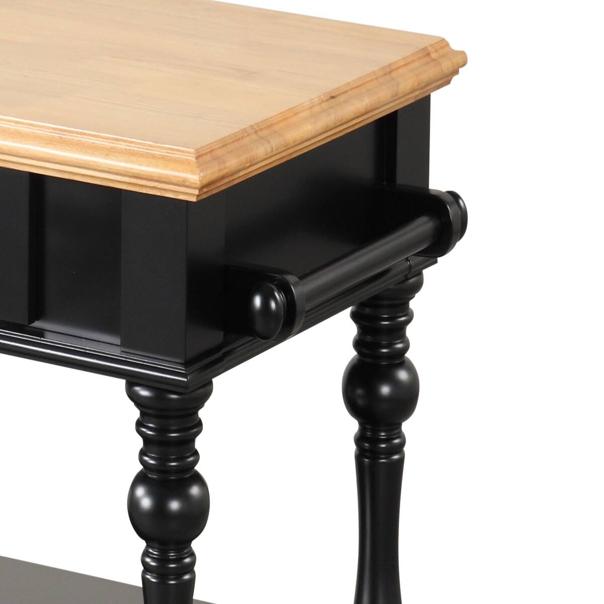 Left. Loheer - Loheer Black Kitchen Island Solid Wood Kitchen Cart with Storage - Black.