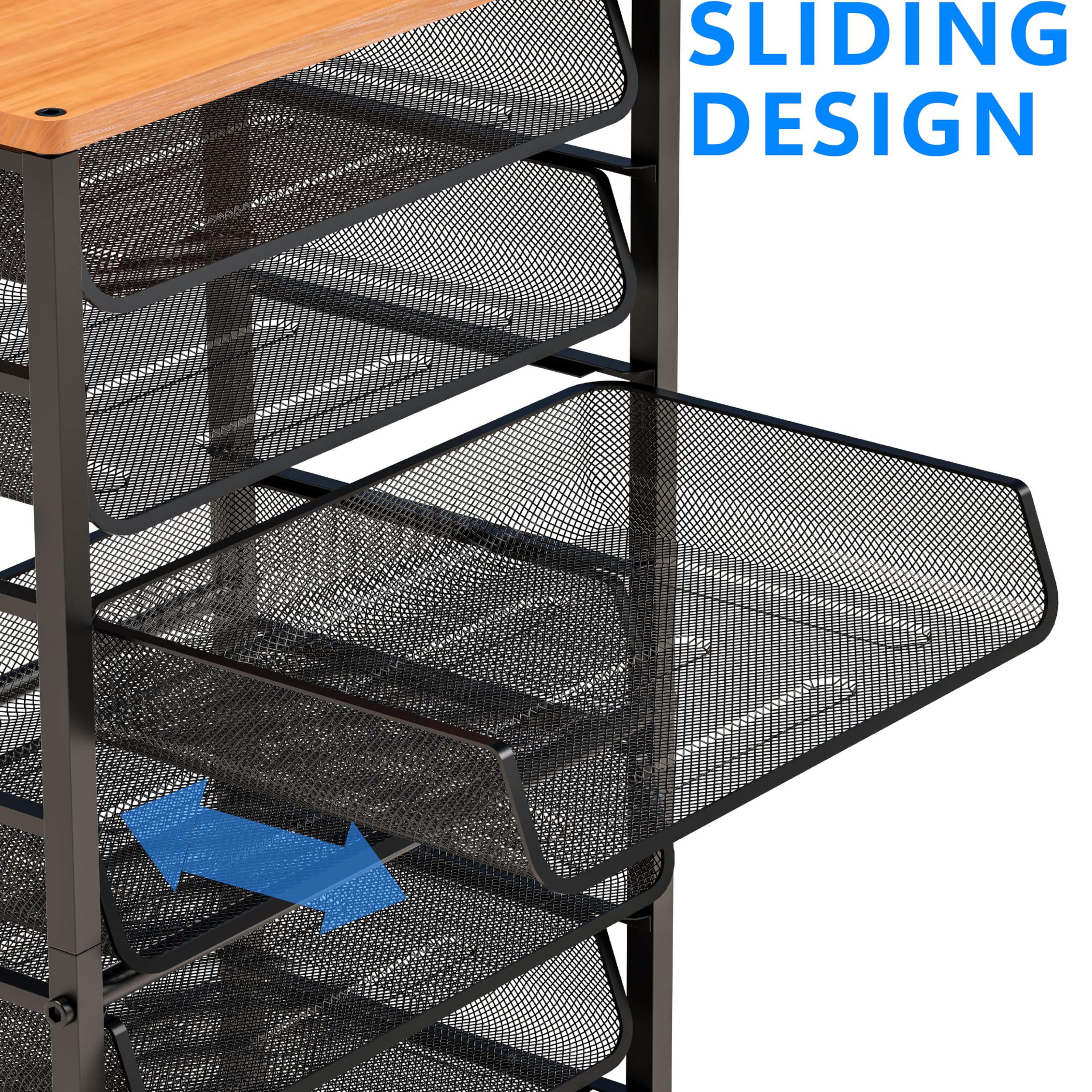 Dapper Styles 12 Tier Rolling File Cart Wood Desk Organizer With ...