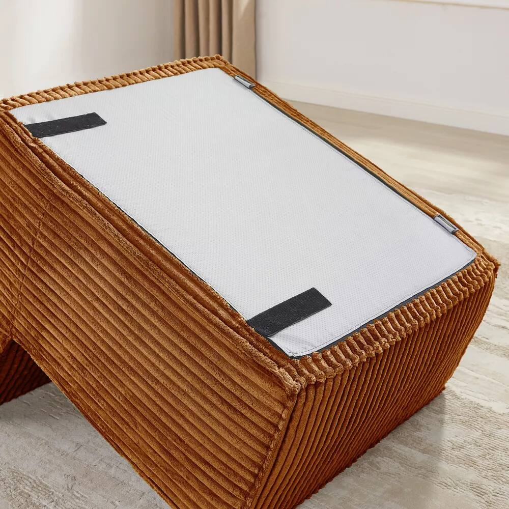 Alt View 6. Meqiodas - Boneless Couch for Living Room, Modular Sectional Sofa with Ottoman, Convertible L Shaped Couch, No Assembly Required - Orange.