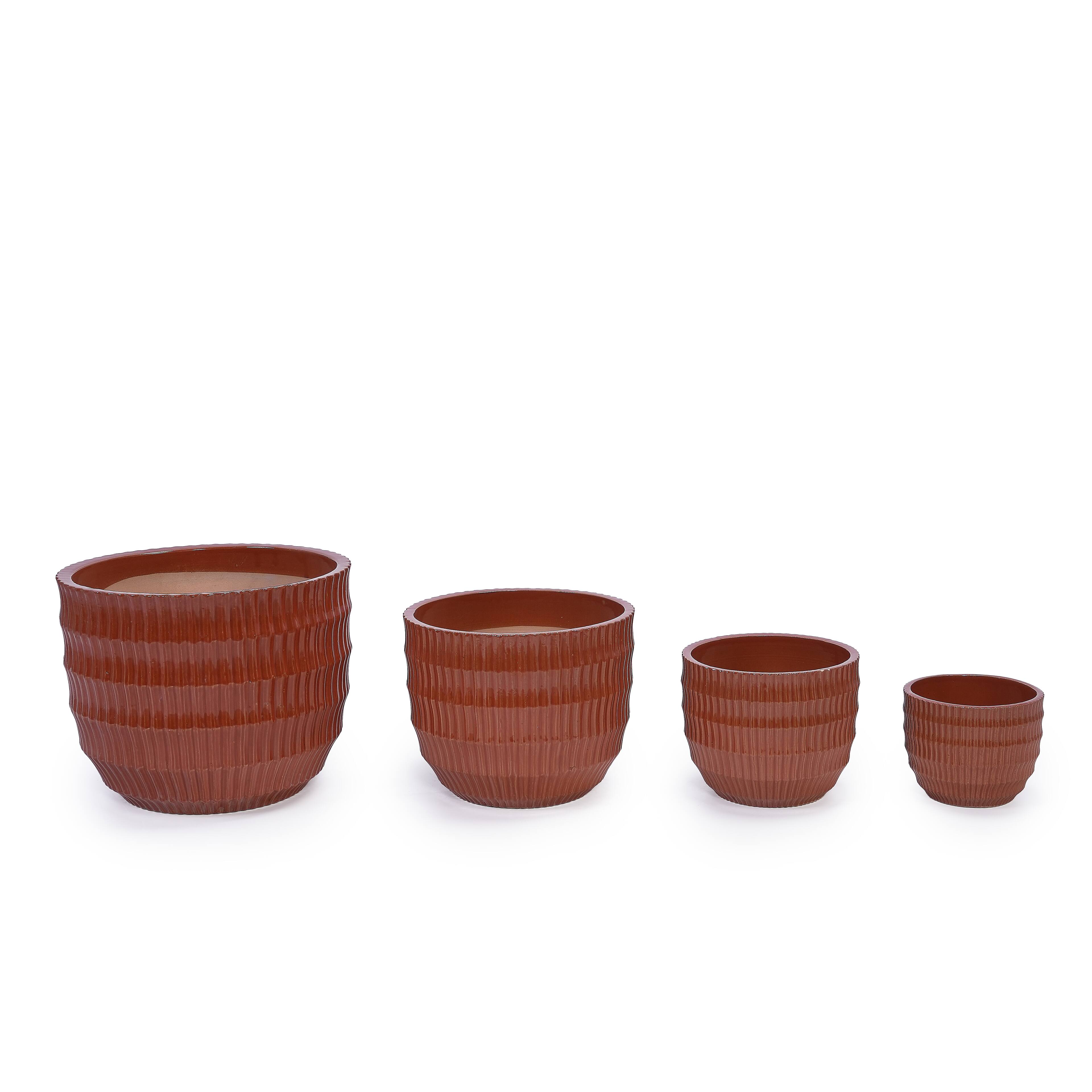 Angle. Loheer - Loheer Ceramic Planter Set, Handmade Glazed Terracotta Pots with Drainage Holes, Set of 4 for Indoor Outdoor.