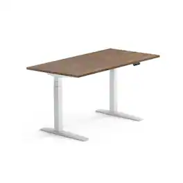 FlexiSpot - E7Pro 60''W Electric Adjustable Standing Desk, Black /White - Walnut