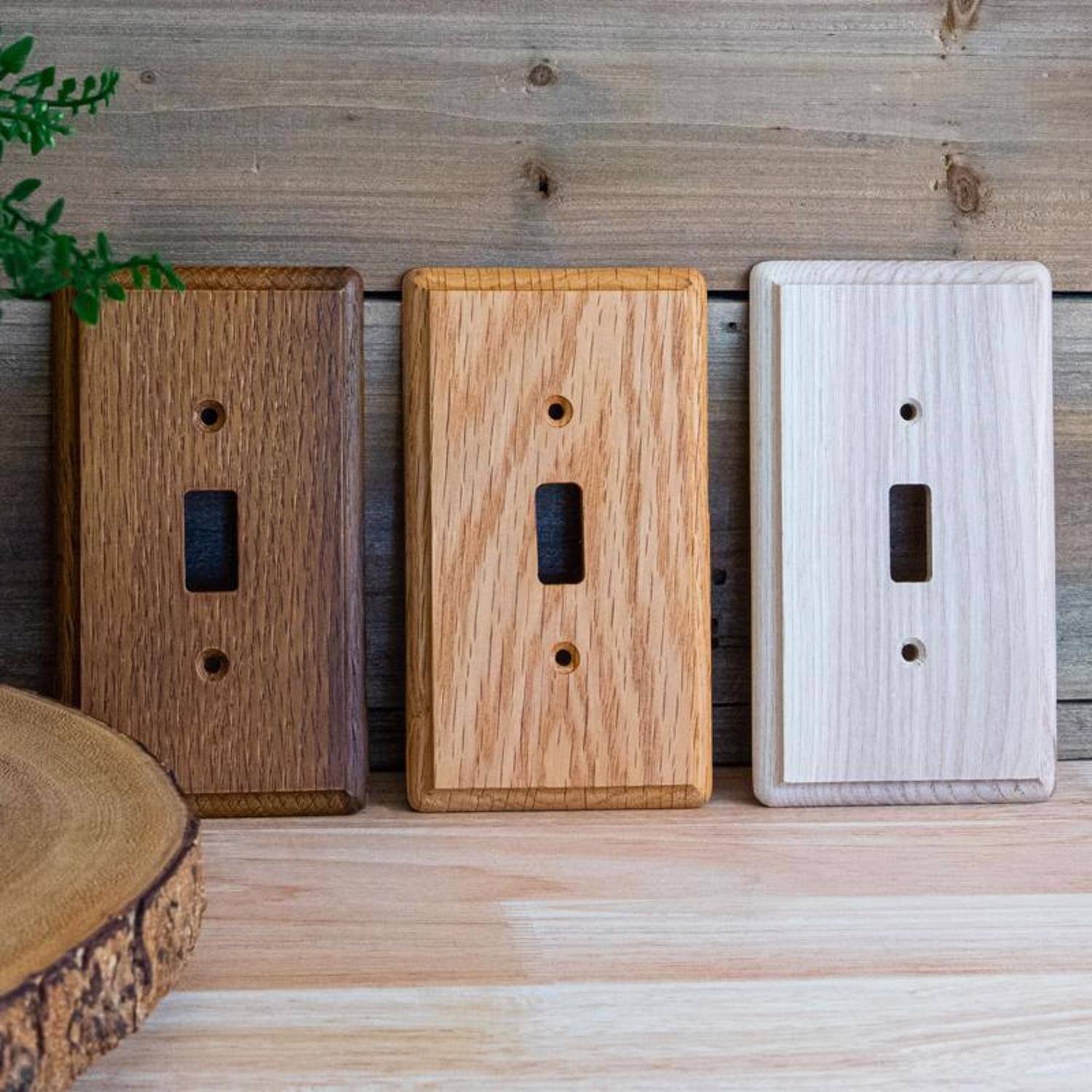 Left. AMERELLE - Amerelle Contemporary Brown 1 gang Wood Toggle Wall Plate 1 pk - Brown.