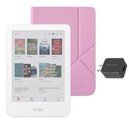 Kobo - Clara Colour eReader (White) with and AC Bundle - 2025 - Candy Pink SleepCover