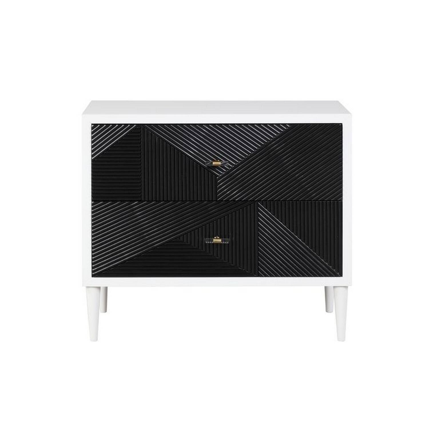Alt View 1. Manhattan Lane - Accent table with Geometric Pattern 2 Drawer Front - White and Black.