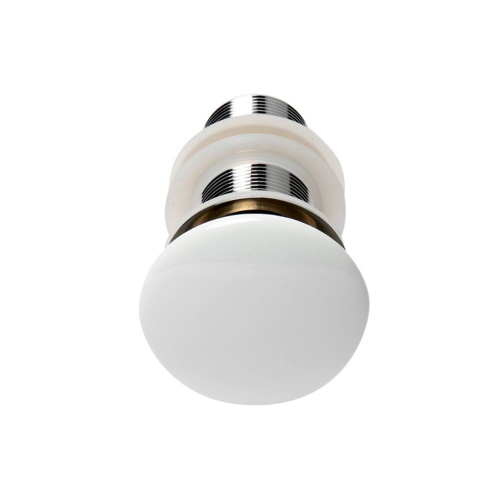Angle. Alfi - White Ceramic Mushroom Top Pop Up Drain for Sinks without Overflow - White.