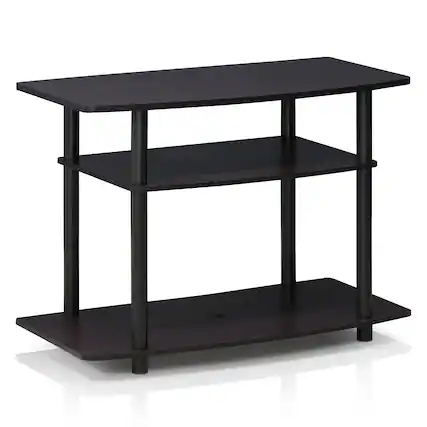Front. Furinno - Turn-N-Tube No Tools 3-Tier TV Stands - Dark Walnut.