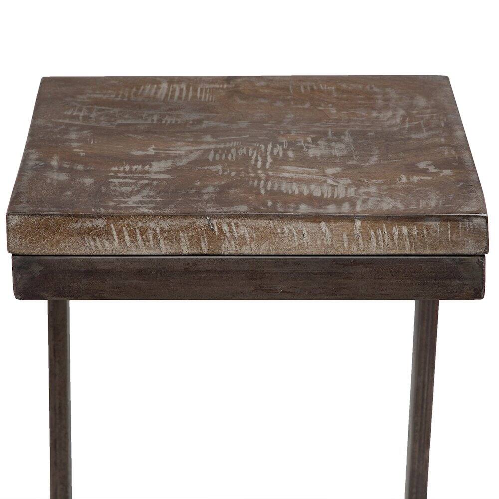 Alt View 7. Porter Designs - Cube Solid Mango Wood & Metal Bar Stool - Gray.
