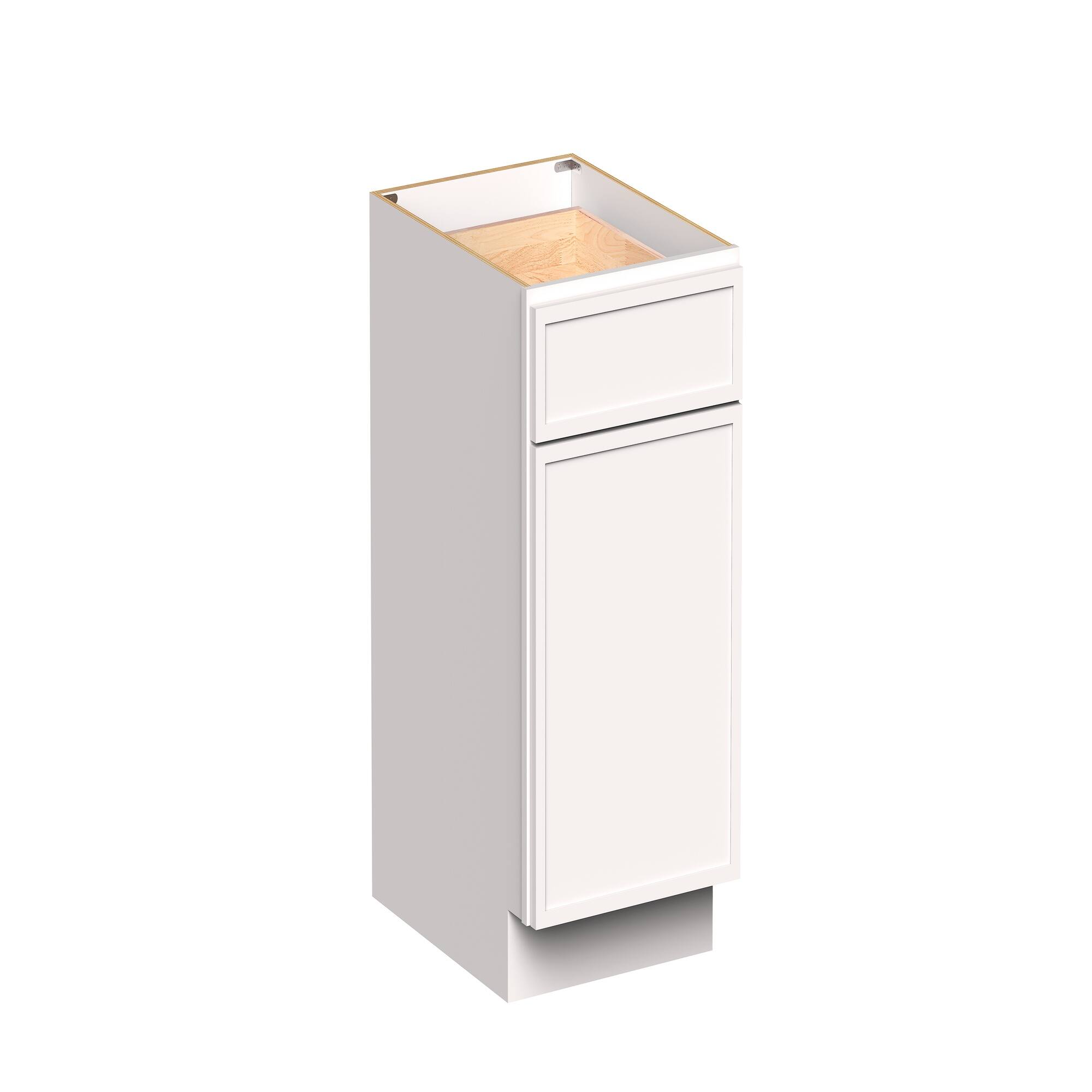 Angle. Boyel Living - 18-in W x 34.5-in H x 24-in D Slim Shaker RTA Kitchen Base Cabinet with Soft-Close - Snow White.