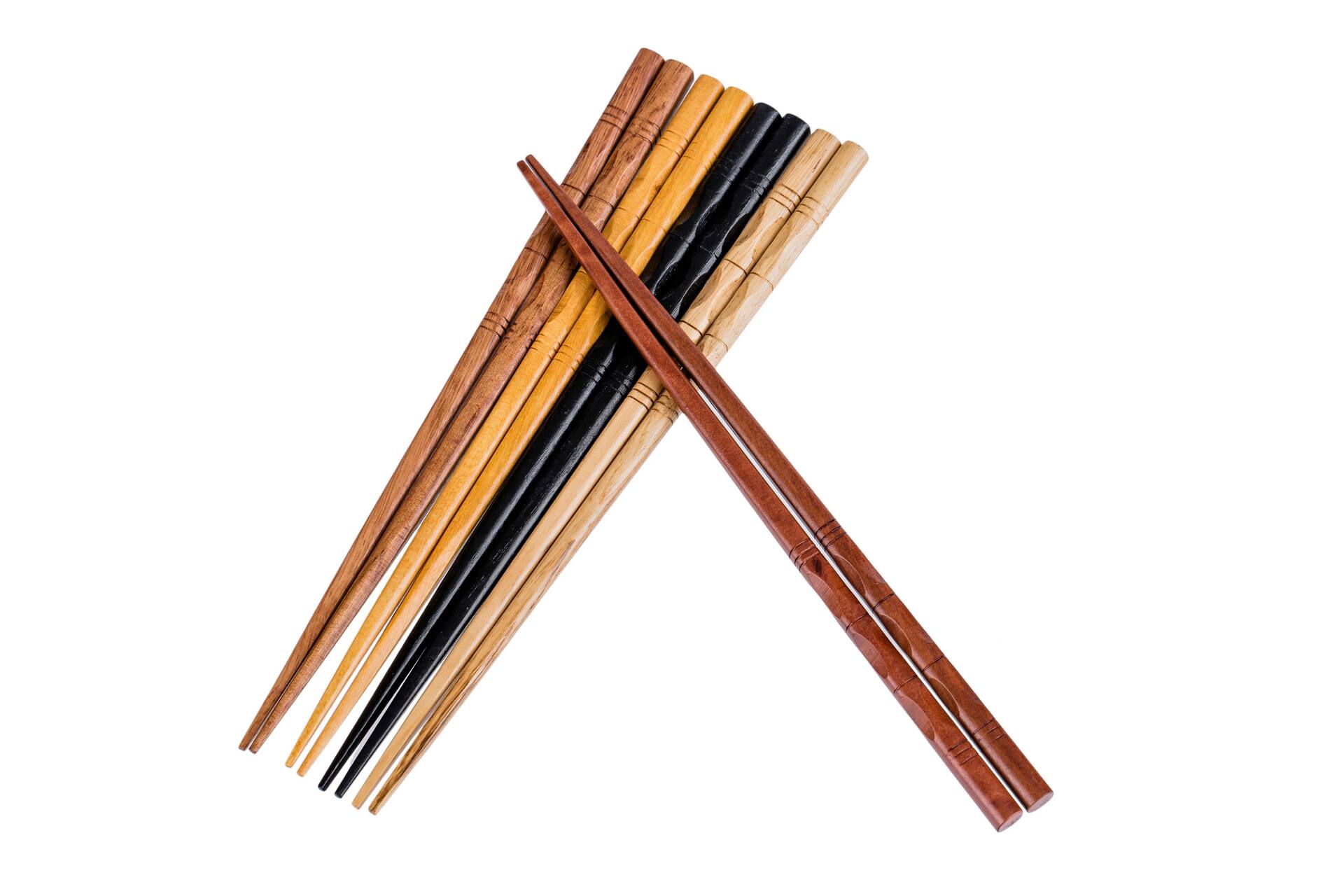 Left. Heim Concept - Heim Concept 5 Pair Organic Classic Hardwood Japanese Reusable Wood Chopsticks - Brown.