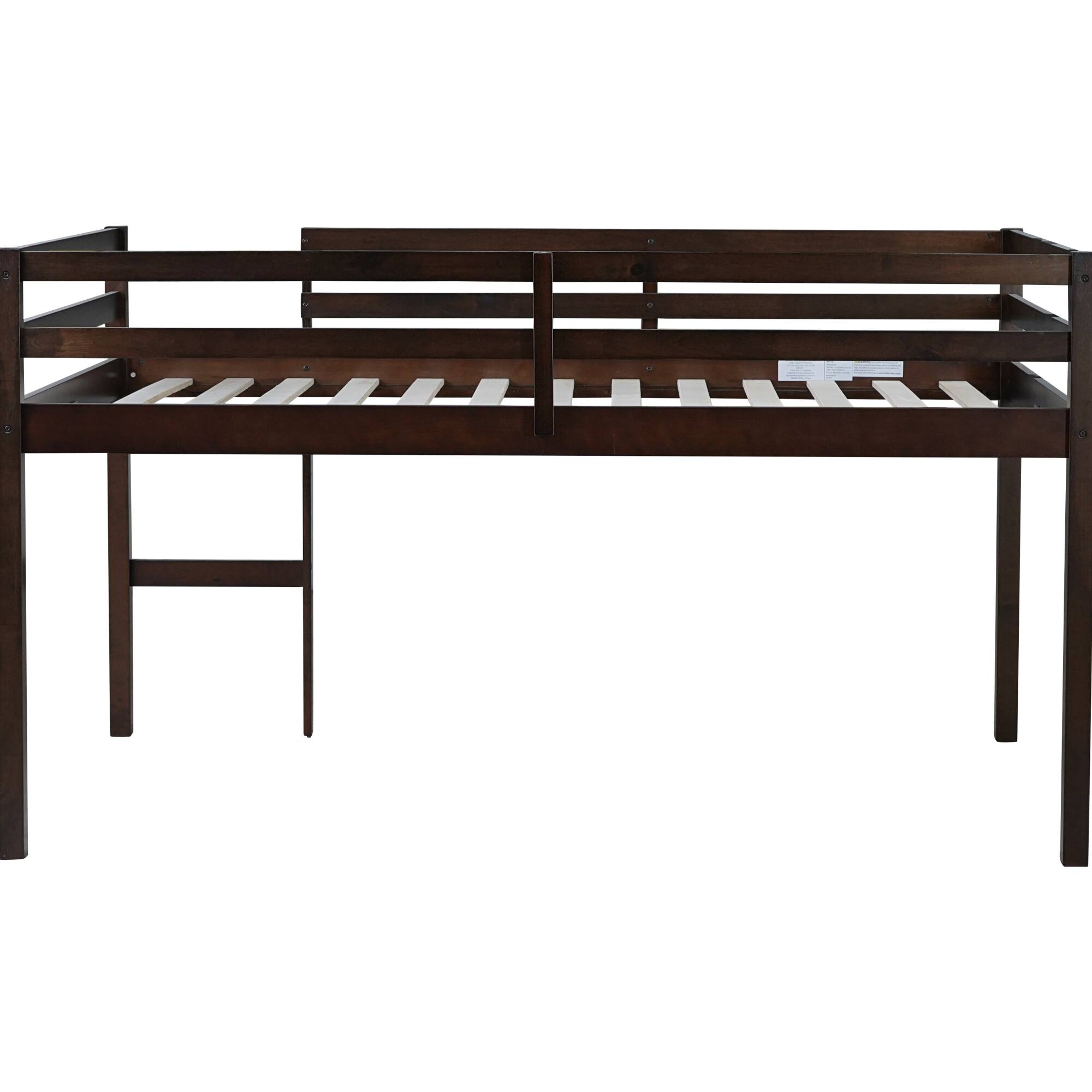 Left. GOODSILO - Premium Full-Size Loft Bed with Ladder Designed for Space Optimization and Stylish Comfort - Espresso.