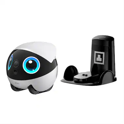 Front. Enabot - EBO Air 2 Plus FamilyBot with 3K Res, AI Assistant, 2-Way Video, Smart Patrol, 32-GB SD Card, Charging Dock, AC Adapter - Lunar White.