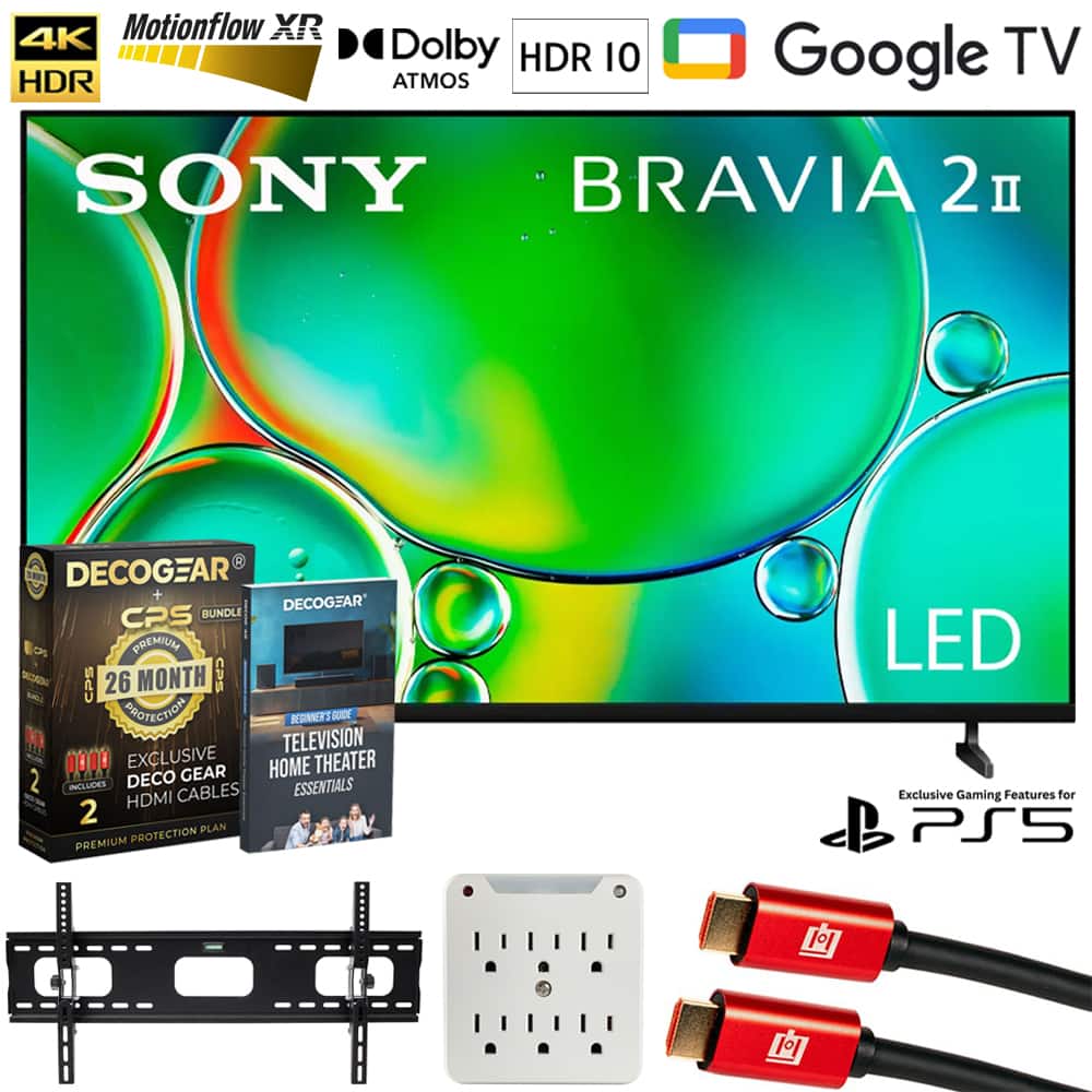 Sony - BRAVIA 2 II 75 inch 4K HDR Smart LED Google TV (2025) + Extended Warranty Protection Bundle