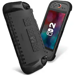 Fintie - Kid-Friendly Ultralight Case for Nintendo Switch 2 (2025) Ergonomic Grip Design, Anti-Scratch Protective Grip Case Cover - Black
