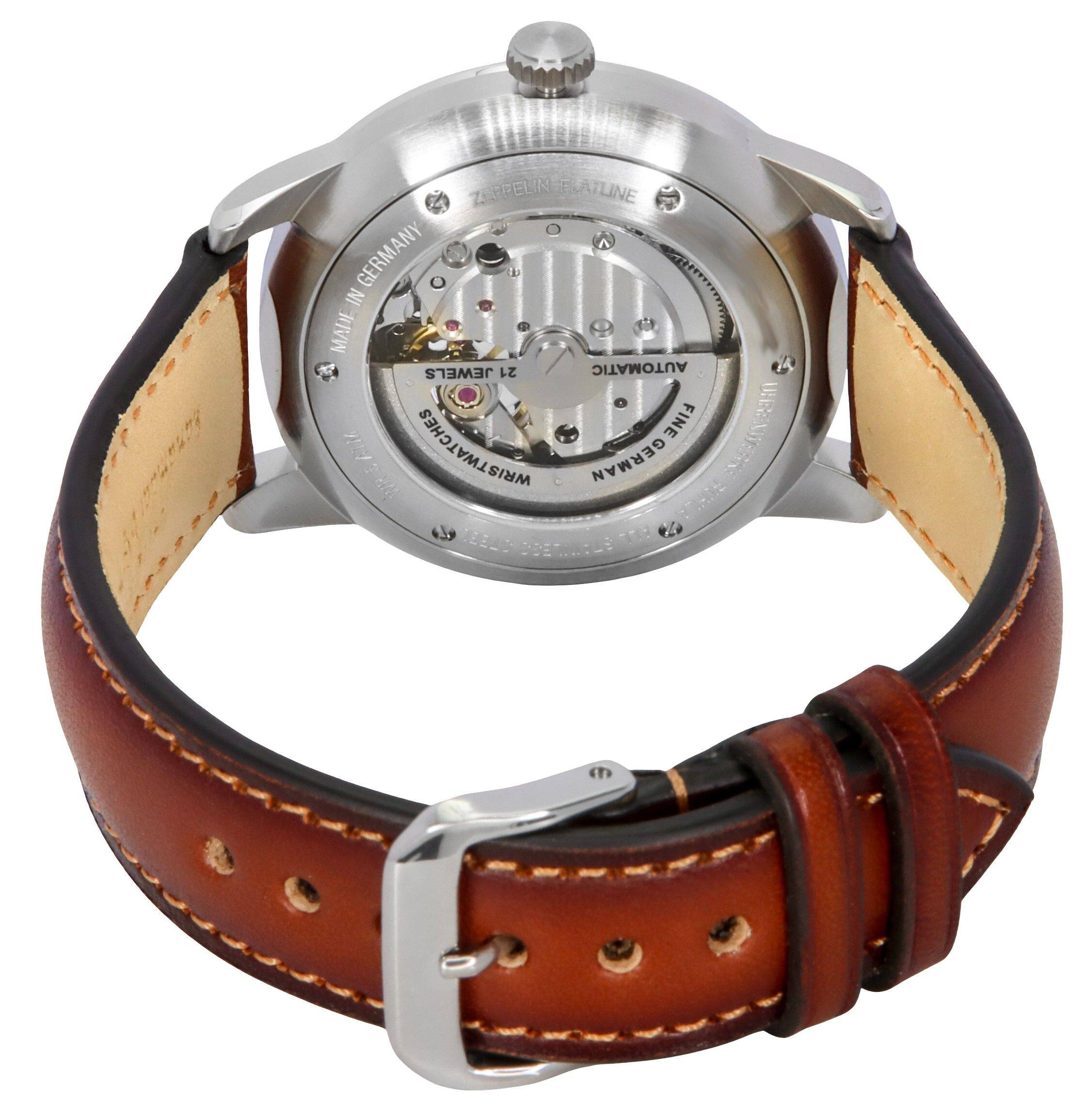 ZEPPELIN FLATLINE  
GERMANY  
MADE IN GERMANY  
AUTOMATIC  
21 JEWELS  
FINE WATCHES  
GERMAN WATCHES