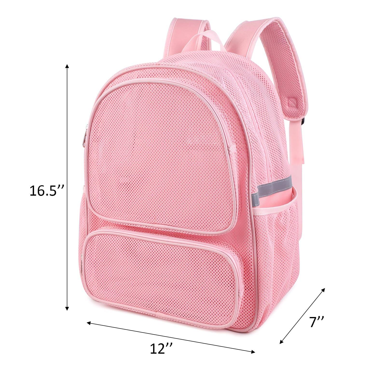 Back. Pacoar Cade - Mesh Backpack For Adults  School Bookbag Semi-transparent Net Pack Gym Work Sports Travel (pink) - Blue.
