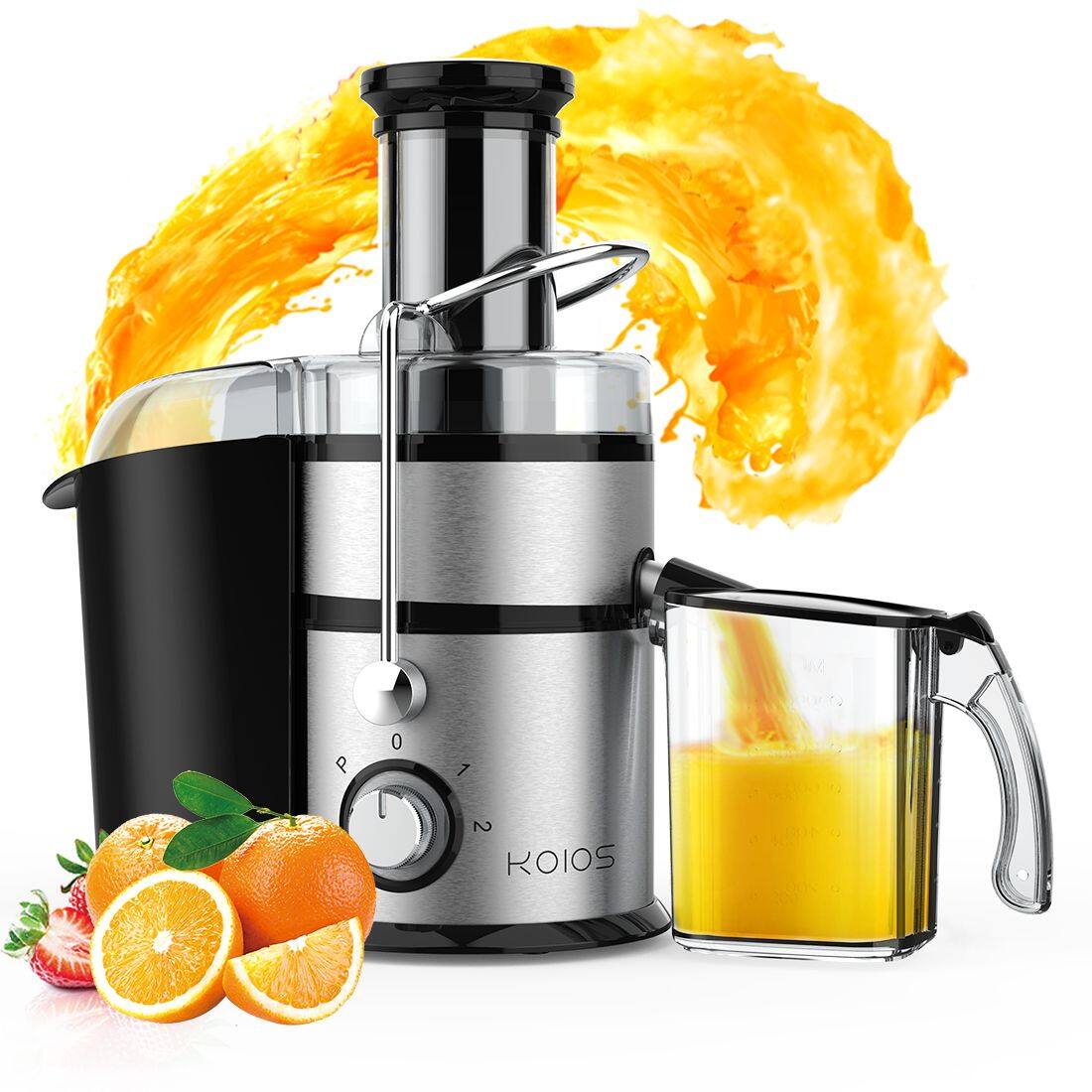 Front. Forest'nSky - 1300W Juicer Machines with Extra Large 3inch Feed Chute, Full Copper Motor in Silver - Silver.