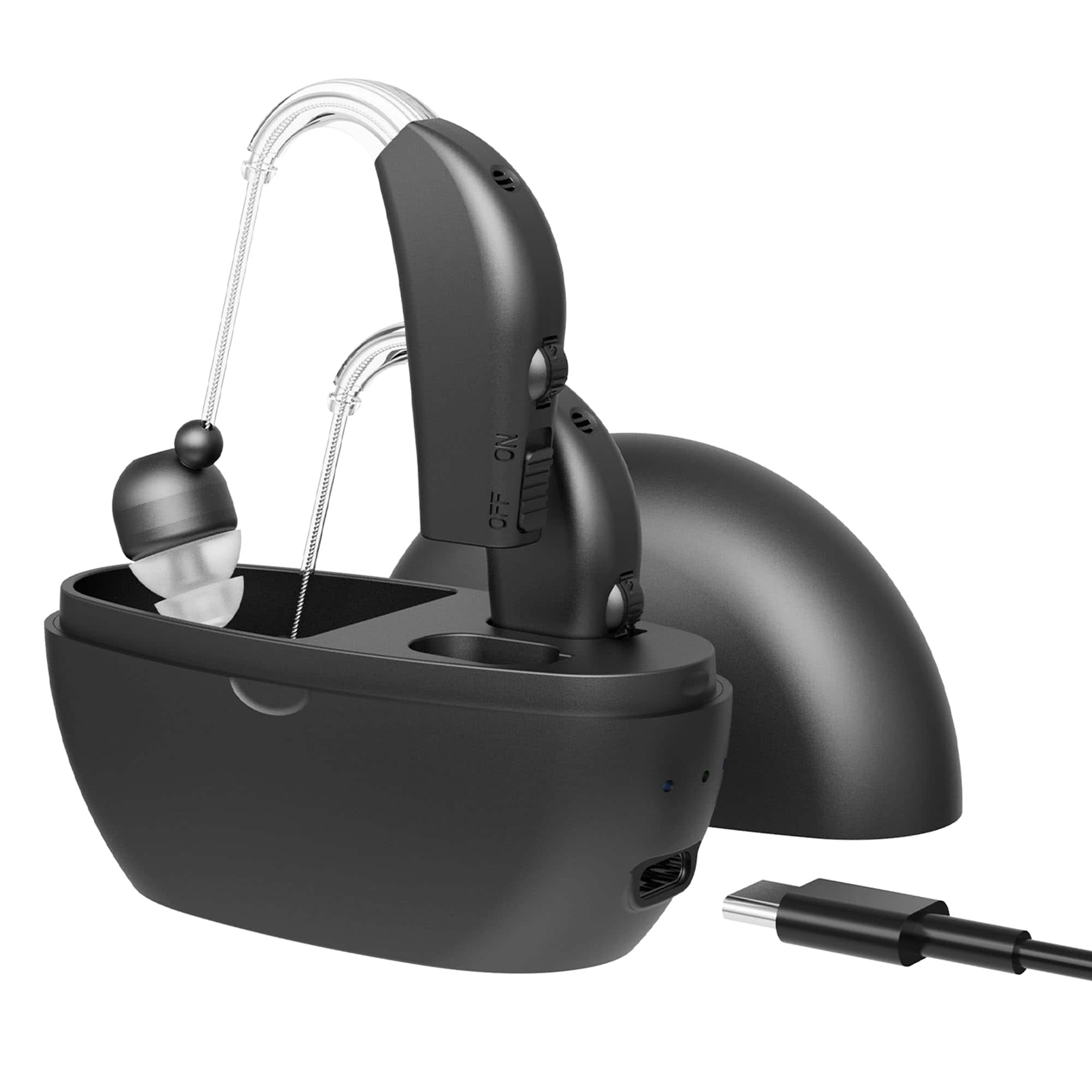 MEDca - Digital Hearing Amplifier Pair - Personal Sound Amplification Device, Rechargeable All-Day Battery Life - Black
