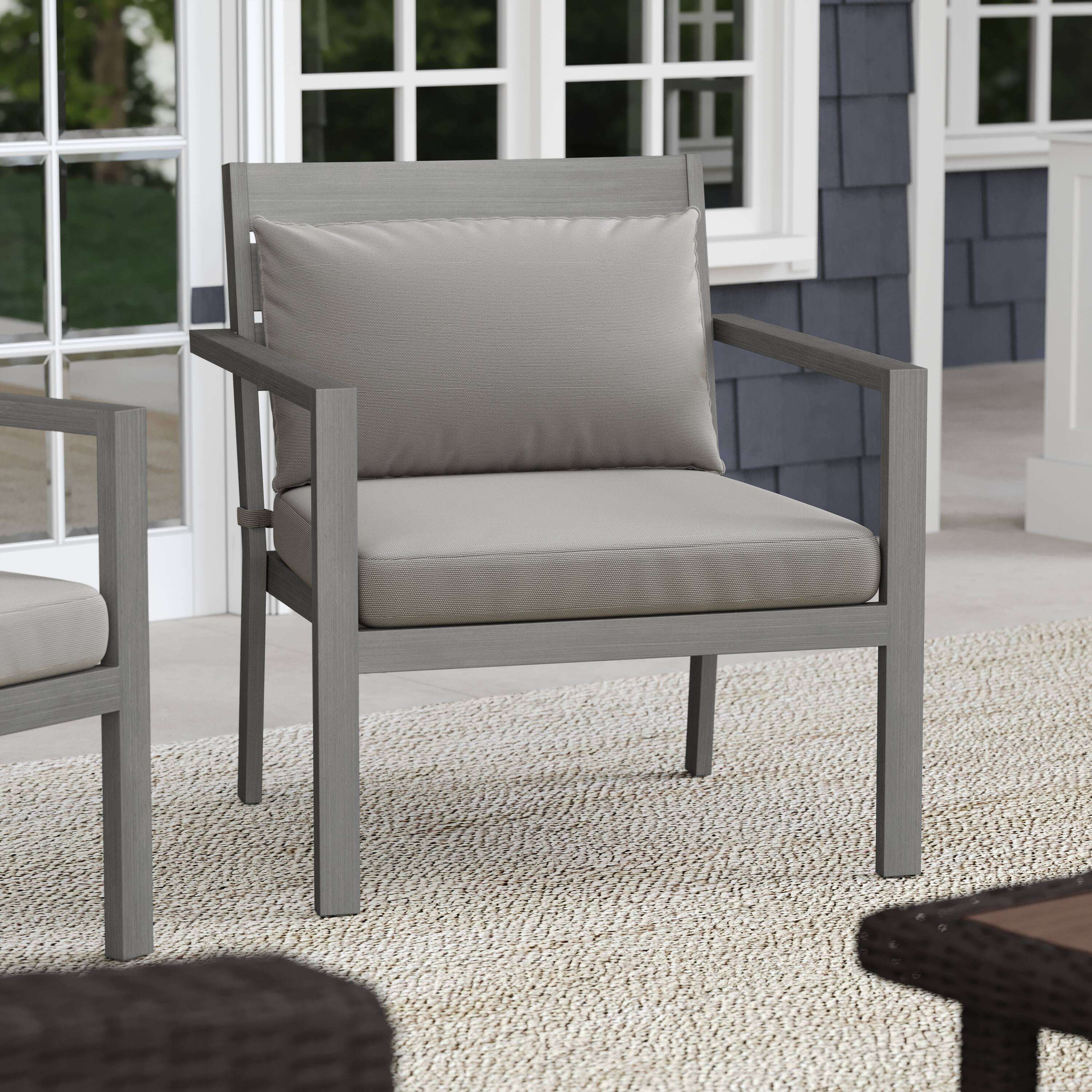 Alt View 1. Martha Stewart - Bedford 2PK All-Weather Patio Accent Chairs with Seat and Lumbar Cushions - Gray.