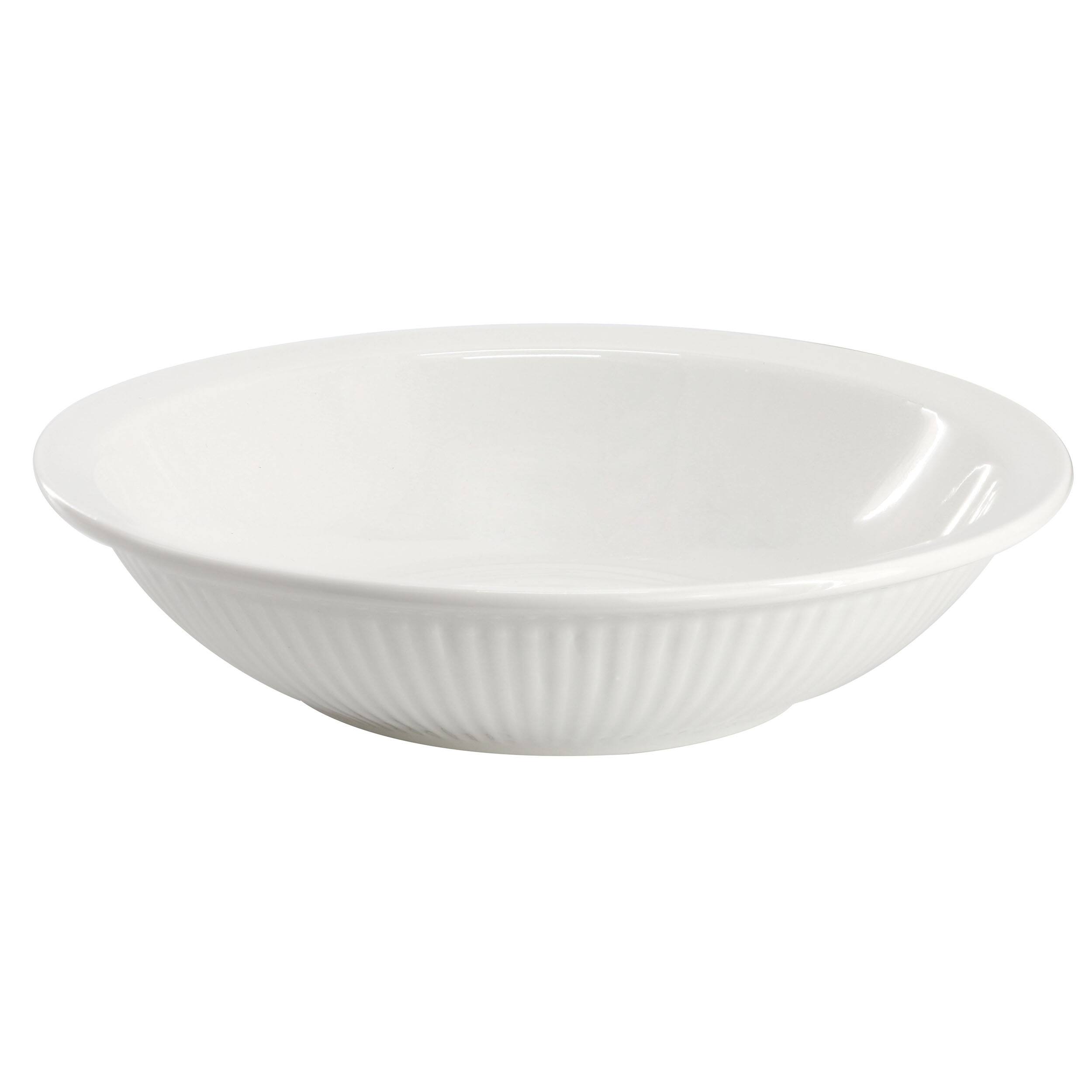 Alt View 4. Elama - Elama Kate 16 Piece Textured Trim Double Bowl Porcelain Dinnerware Set in White - White.
