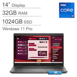 Dell - Latitude 3450 14" FHD Laptop - Intel Core i7 with 32GB Memory - 1TB SSD - USB 4.0 - Windows 11 Pro - Gray