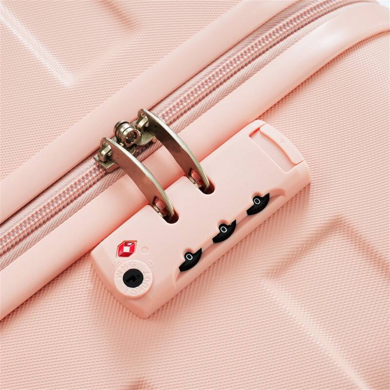 Back. HTUTWOO - Luggage Sets ABS Hardshell 3pcs - Hardside Lightweight Suitcase Sets, Spinner Wheels Suitcase with TSA Lock, 20"/24"/28 - Golden.