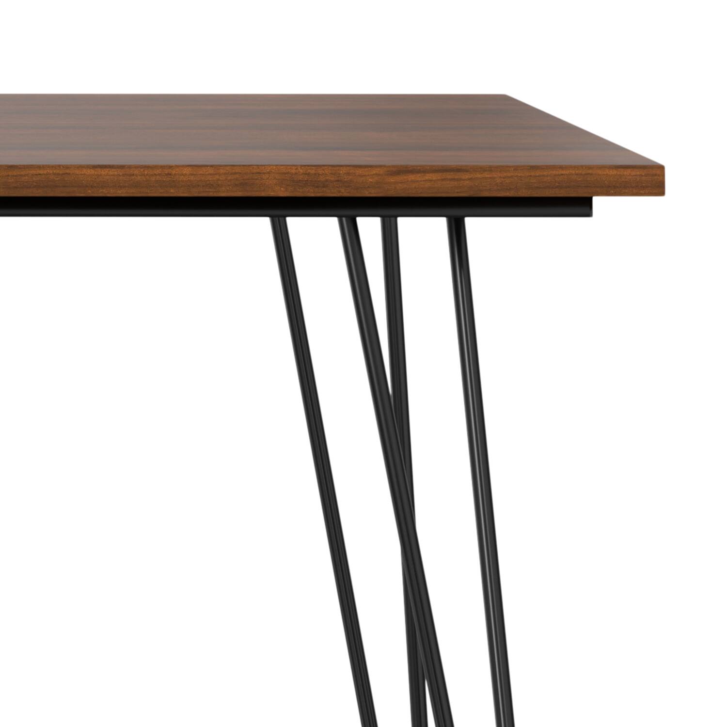 Alt View 7. Simpli Home - Hunter 66 inch x 40 inch Rectangle Industrial Dining Table in Walnut Veneer - Walnut Veneer.