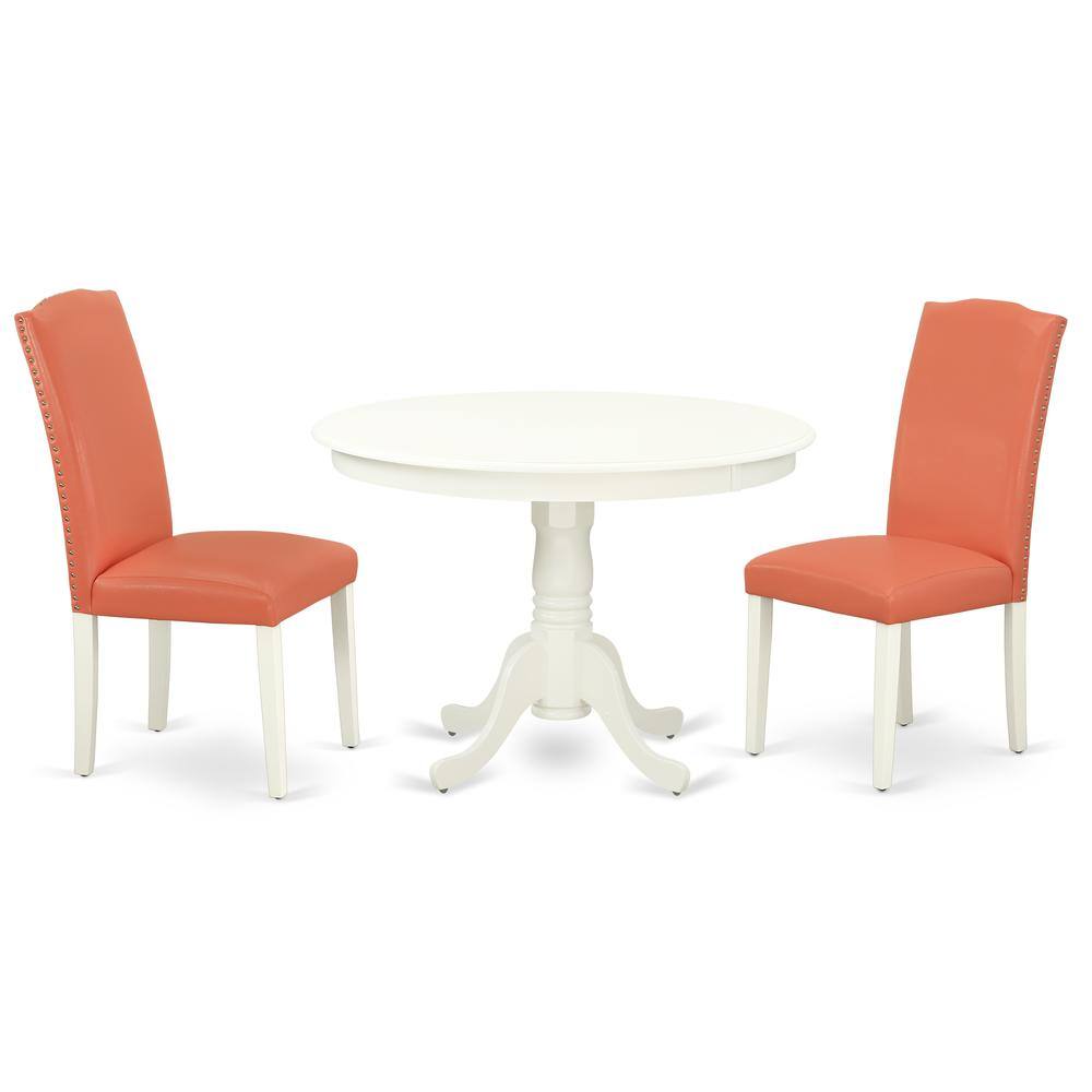 Left. East West Furniture - Dining Room Set Linen White - Brown.
