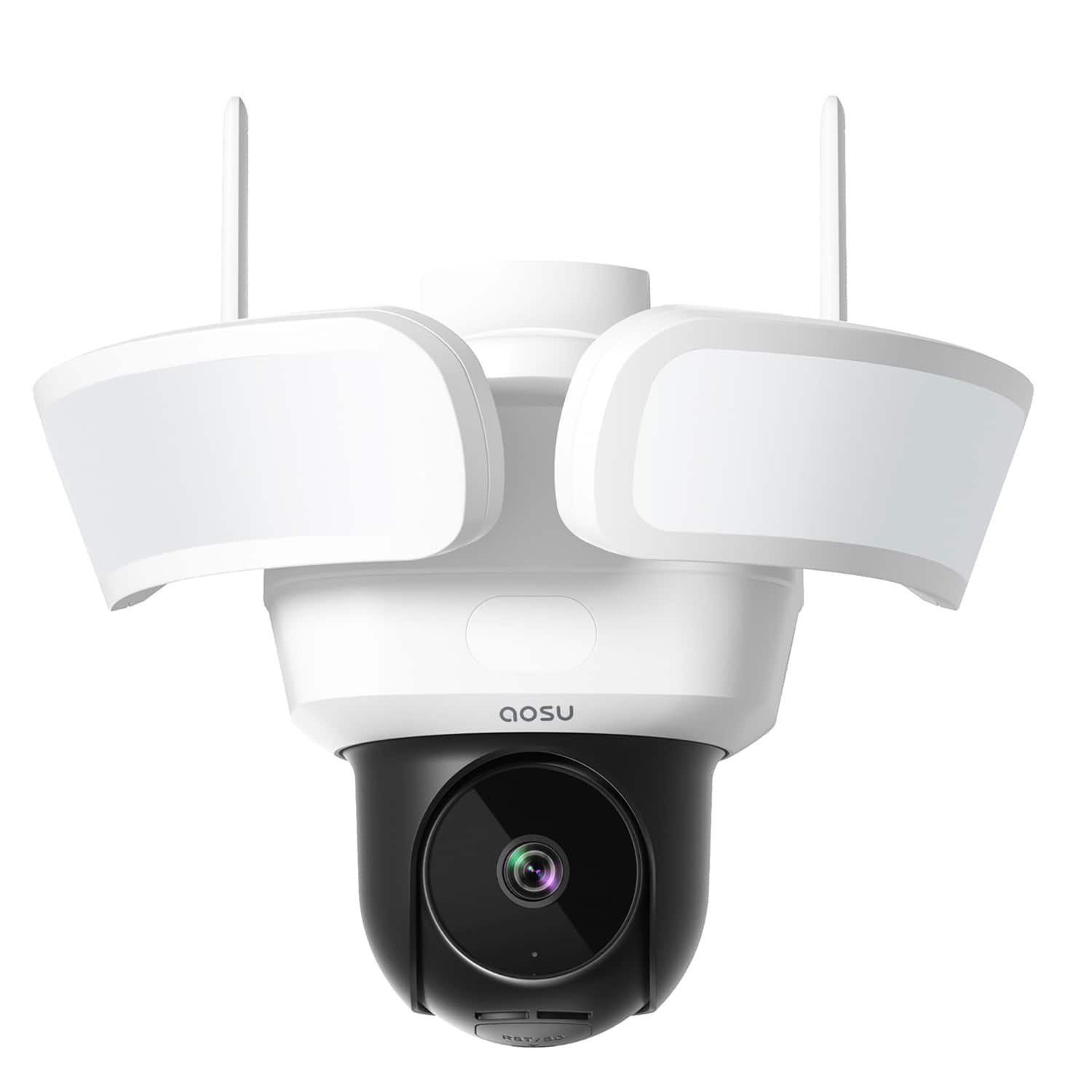 AOSU - L5P2CA11 Floodlight Cam Pro 360deg PTZ Motion-Sensing Wi-Fi AI-Smart 3K Security Camera with 2 Wired - White