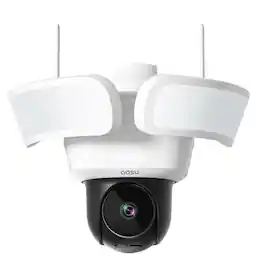 AOSU - L5P2CA11 Floodlight Cam Pro 360deg PTZ Motion-Sensing Wi-Fi AI-Smart 3K Security Camera with 2 Wired - White